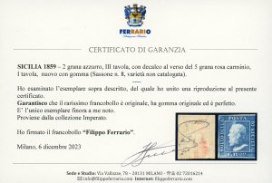 1859 - 2 grana azzurro, III ... 