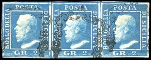 1859 - 2 grana azzurro vivo, III tavola ... 