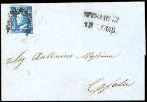 1859 - 2 grana azzurro vivo, III tavola ... 