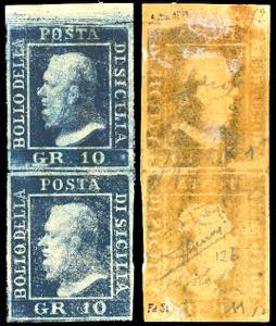 1859 - 10 grana indaco scuro, tiratura ... 