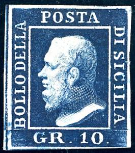 1859 - 10 grana indaco nero (12a), nuovo, ... 