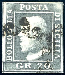 1859 - 20 grana grigio ardesia (13), usato, ... 