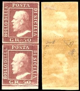 1859 - 50 grana lacca bruno, testa davorio, ... 
