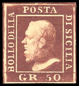 1859 - 50 grana lacca bruno, ritocco posiz. ... 