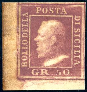 1859 - 50 grana lacca bruno scuro violaceo, ... 