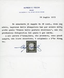 1860 - 20 cent. rosa con effigie ... 