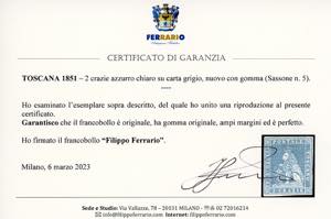 1851 - 2 crazie azzurro chiaro su ... 