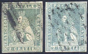 1857 - 2 crazie azzurro, II emissione (13), ... 