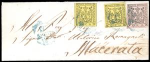 1852 - 15 cent. giallo, due esemplari, uno ... 