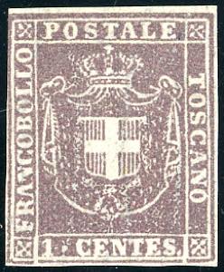 1860 - 1 cent. violetto bruno (17), nuovo ... 