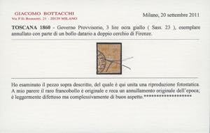 1860 - 3 lire ocra giallo (23), ... 