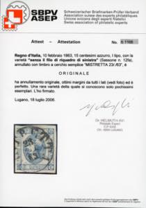 1863 - 15 cent. azzurro ... 