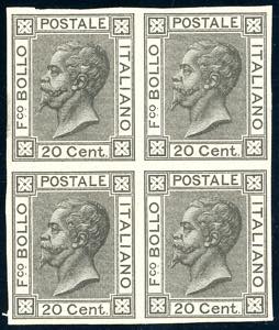 1867 - 20 cent. azzurro, prova di stampa in ... 