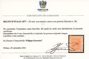 1877 - 20 cent. ocra arancio (28), ... 