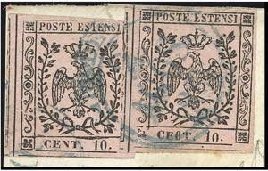 1858 - 10 cent. rosa vivo, punto ... 
