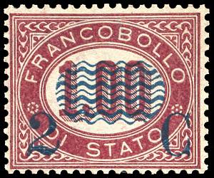 1878 - 2 cent. su 1 lira Servizio ... 