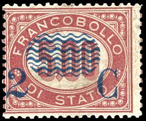 1878 - 2 cent. su 5 lire Servizio ... 