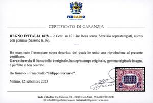 1878 - 2 cent. su 10 lire Servizio ... 