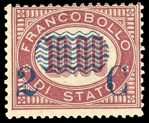 1878 - 2 cent. su 10 lire Servizio ... 