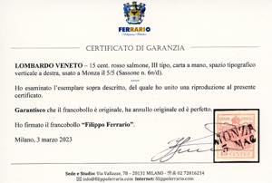 1852 - 15 cent. rosso salmone, III ... 