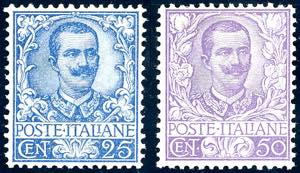 1901 - 25 cent. e 50 cent. Floreale (73,76), ... 