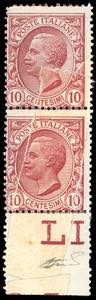 1906 - 10 cent. Leoni, coppia verticale, ... 
