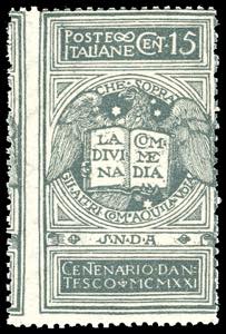 1921 - 15 cent. grigio Dante, non emesso ... 