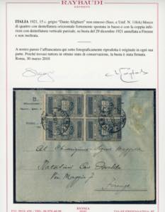 1921 - 15 cent. grigio Dante, non ... 