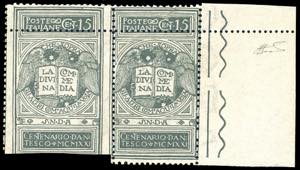 1921 - 15 cent. grigio Dante, non emesso, ... 