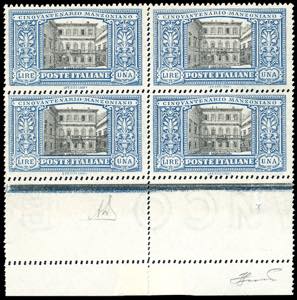 1923 - 1 lira Manzoni, doppia dentellatura ... 