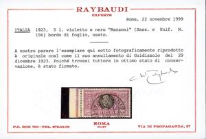 1923 - 5 lire Manzoni (156), bordo ... 