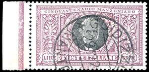 1923 - 5 lire Manzoni (156), bordo di ... 