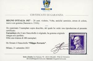 1927 - 20 cent. Volta violetto, ... 