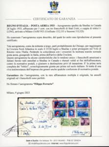 VOLO DI RITORNO 1933 - Aerogramma ... 