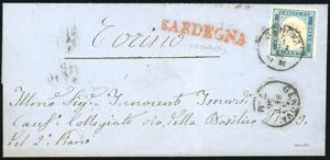 1856 - SARDEGNA, punti 9 - 20 cent. (15), ... 