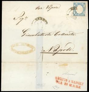 1862 - ARRIVO A NAPOLI VIA DI MARE - 2 grana ... 