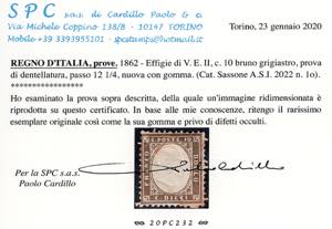 1862 - 10 cent. bruno grigiastro, ... 