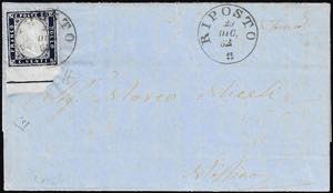 1862 - 20 cent. indaco, non dentellato in ... 