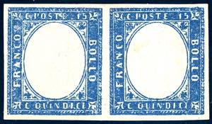 1863 - 15 cent. azzurro tipo Sardegna, ... 