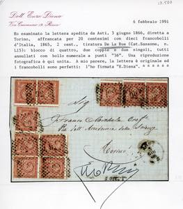 1866 - 2 cent. De la Rue, tiratura ... 
