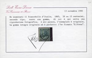 1865 - 20 cent. su 15 cent. Ferro ... 