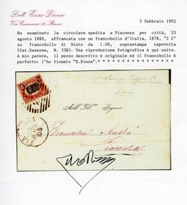 1880 - 2 cent. su 1 lira  Servizio ... 