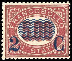 1878 - 2 cent. su 5 lire Servizio ... 