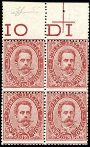 1879 - 10 cent. Umberto I (38), blocco di ... 