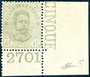 1895 - 45 cent. verde oliva Umberto I (63), ... 