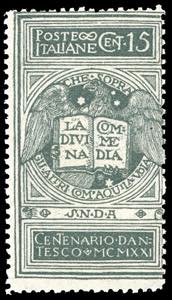 1921 - 15 cent. grigio Dante, non emesso ... 