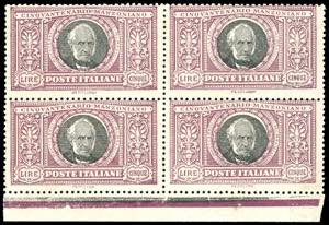 1923 - 5 lire Manzoni (156), blocco di ... 