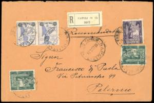 1924 - 1 lira su 25 cent. oltremare, ... 