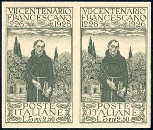 1926 - 5 + 2,50 lire San Francesco, prova ... 