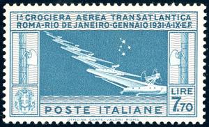 1930 - 7,70 lire Crociera Balbo (25), gomma ... 